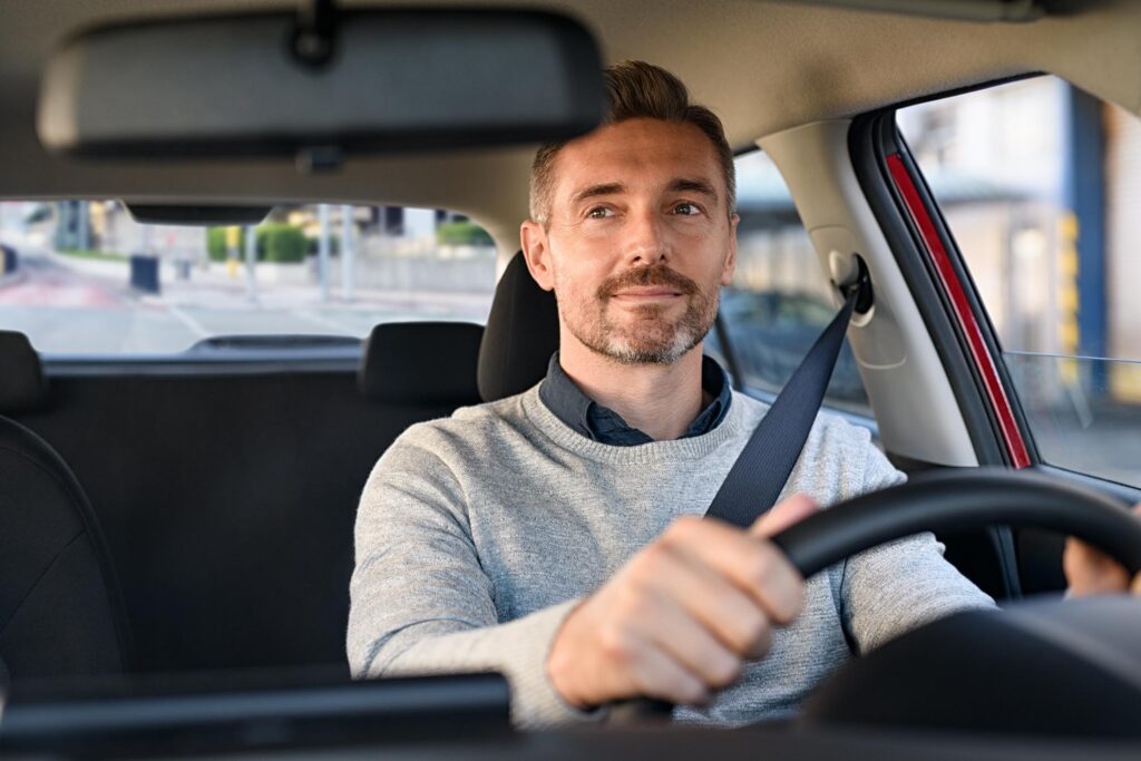 adult man with good driving habits