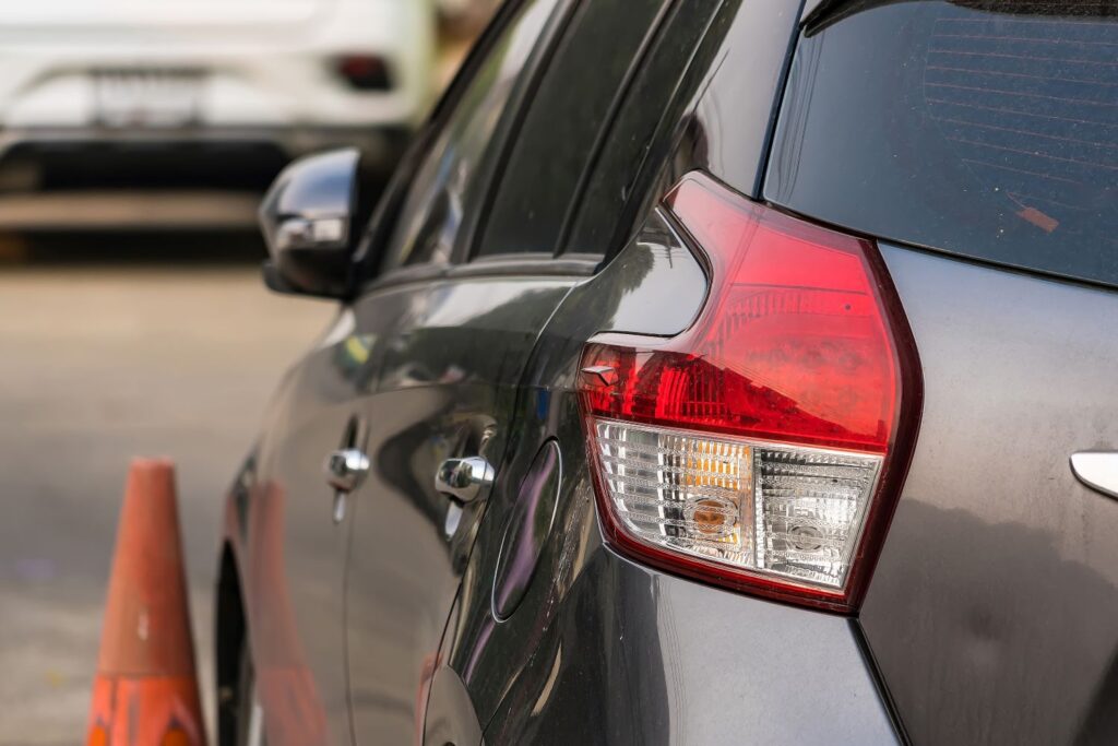 close up shot of an automotive tail light