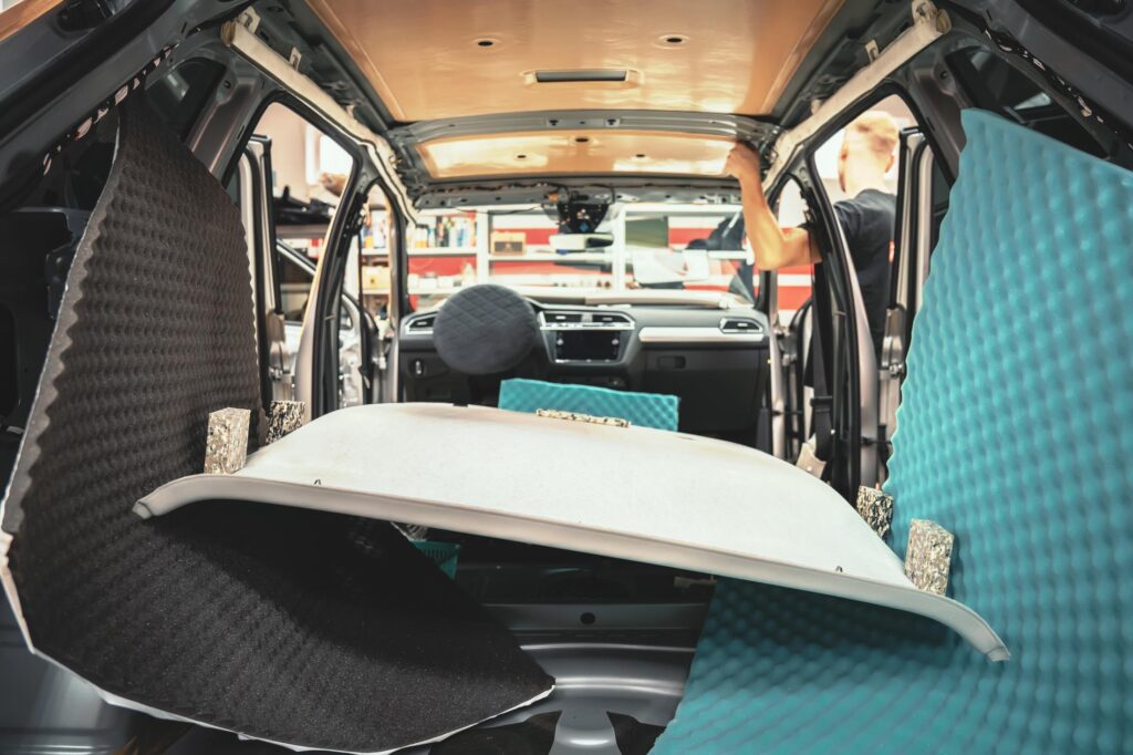 car headliner and other accessories removed