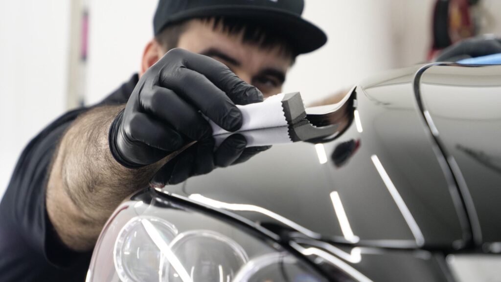 ceramics handler apply different layers to the car using an applicator