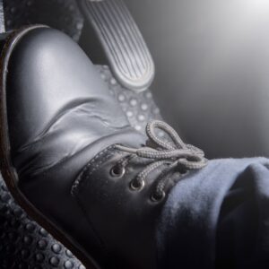 foot on the brake pedal