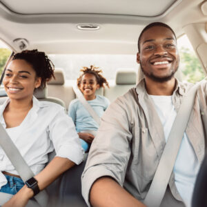american family riding family car