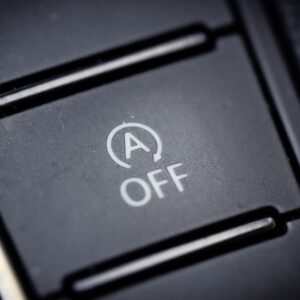 close up shot of an auto stop start button