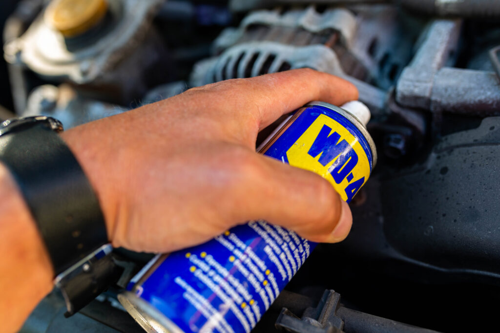 Miercurea,Ciuc,,Romania ,26,July,2022:,Mechanic,Using,Wd 40,Multi