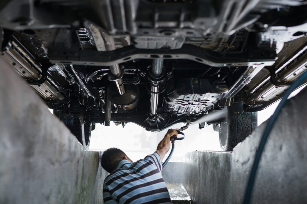 cleaning the undercarriage of a car