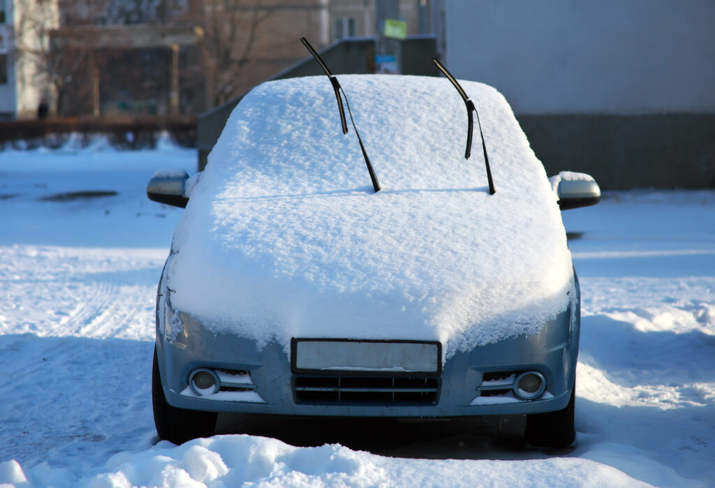 car parked outside got snowed in
