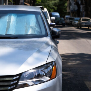 car with windshield sun protector