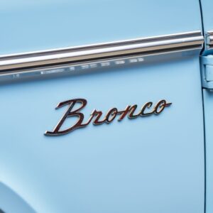 close up shot of a ford bronco logo