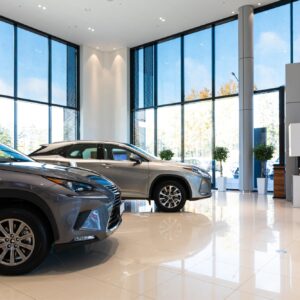 inside a car dealership