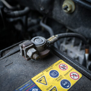 car battery terminal in need of cleaning