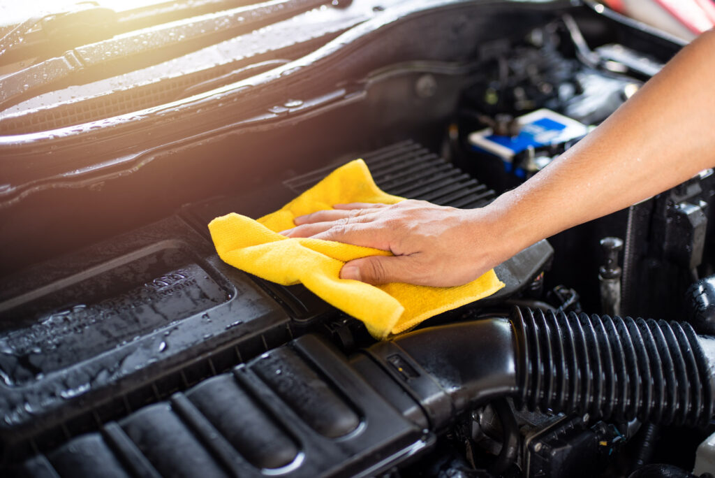 cleaning of automotive engine bay