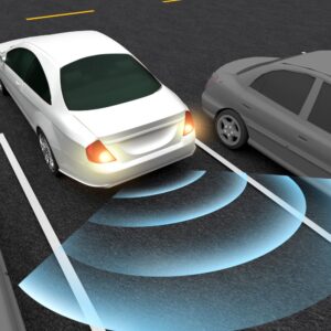 illustration of a rear traffic collision avoidance assist feature
