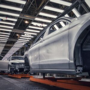 warehouse full of car body frames