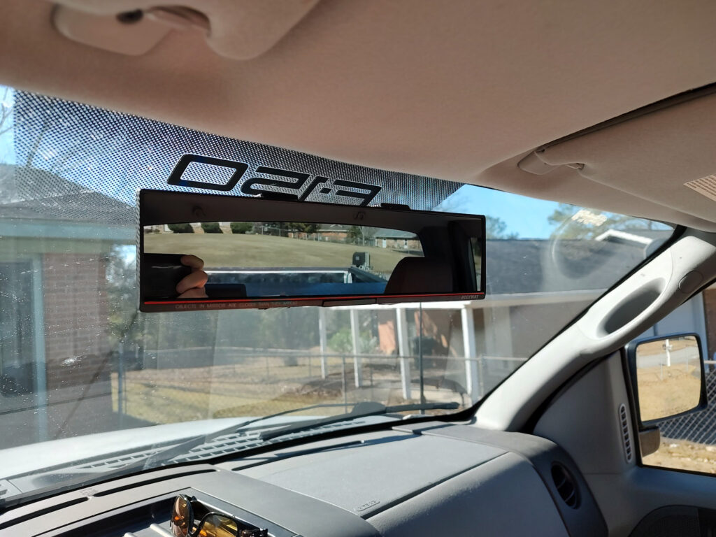 new universal kool vue rear view mirror installed on a 2007 ford f 150