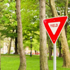 yield sign beside a park