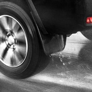 tire on a wet road