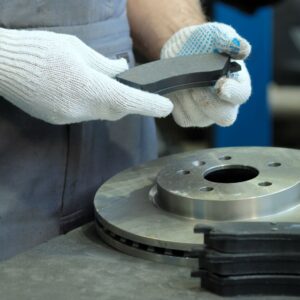 checking automotive brake pads and disc