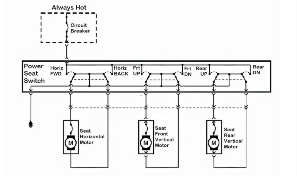 schematic of a car power seat switch