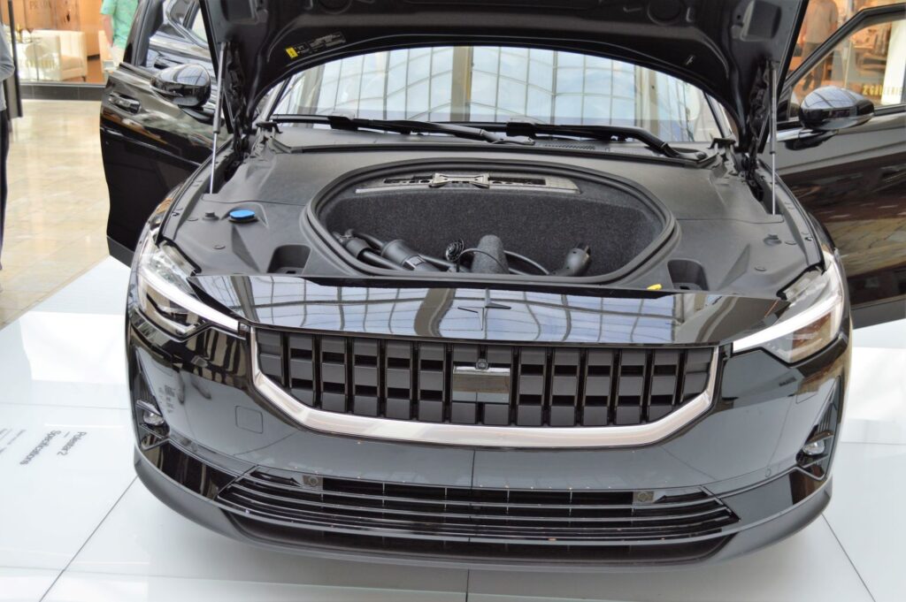 frunk of a black ev