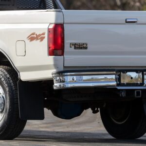white semi truck truck bed side shot