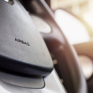 steering wheel with airbag logo