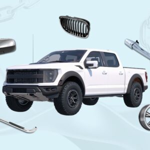 truck with various chrome accessories