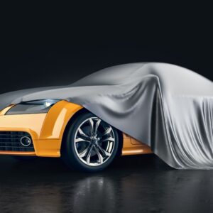 yellow gold vehicle with car cover