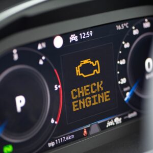close up shot of a check engine light on