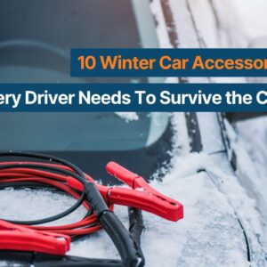 car and jumper cable with snow
