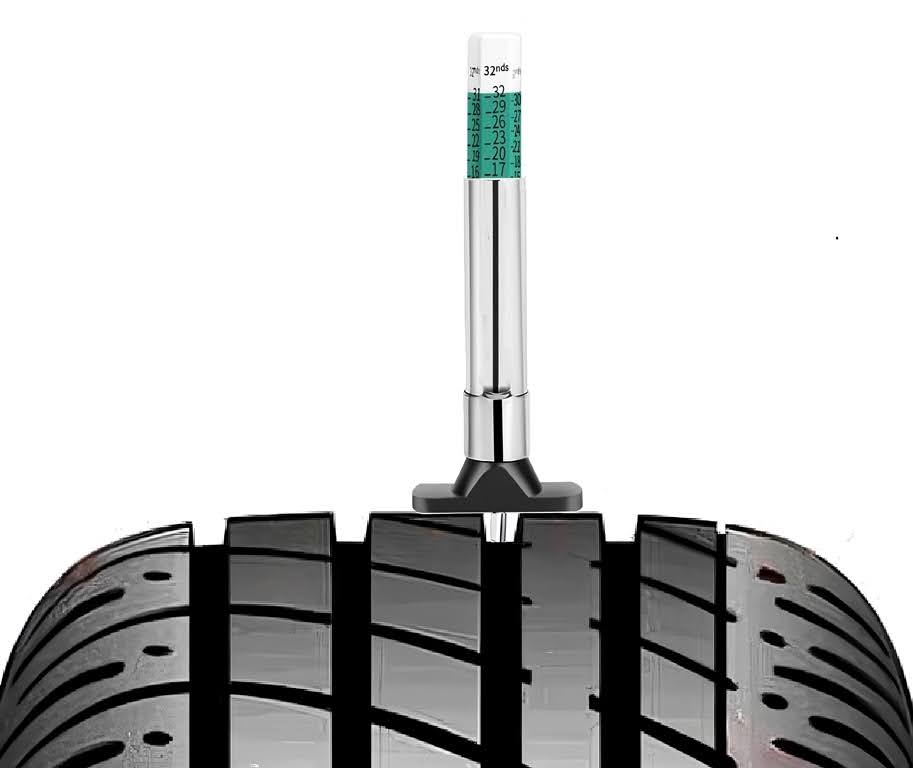 how to place the tread depth gauge in the very center of the tire main tread groove