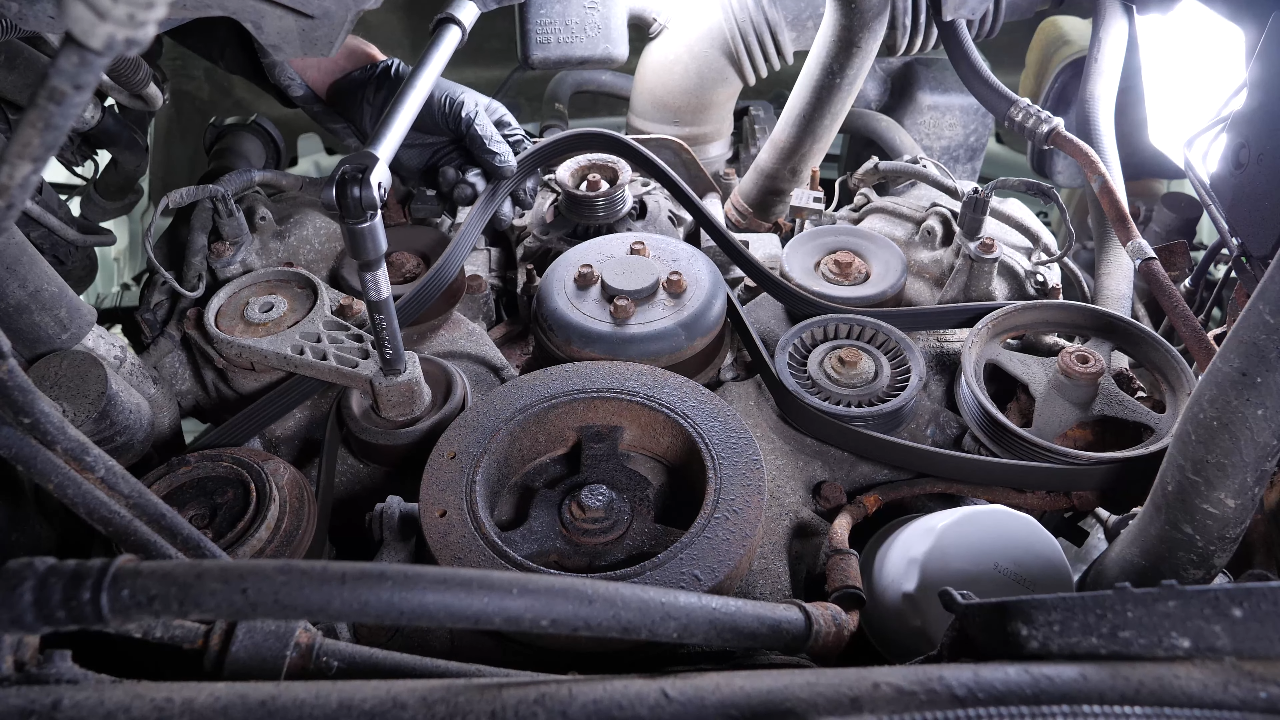 Move the serpentine belt aside