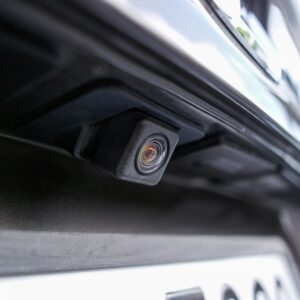 close up shot of a car's rear view camera