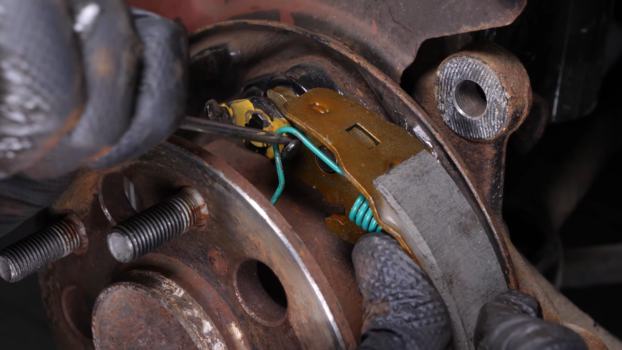Install the rearward brake shoes