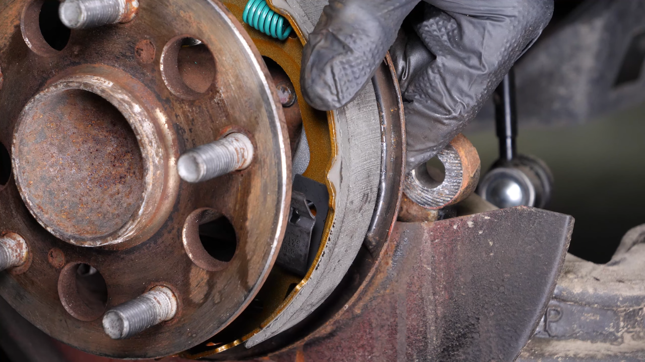 Install the rearward brake shoes