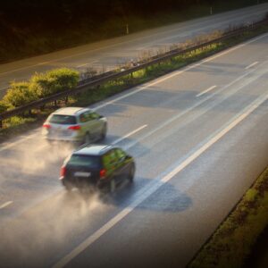 two vehicles in a highway