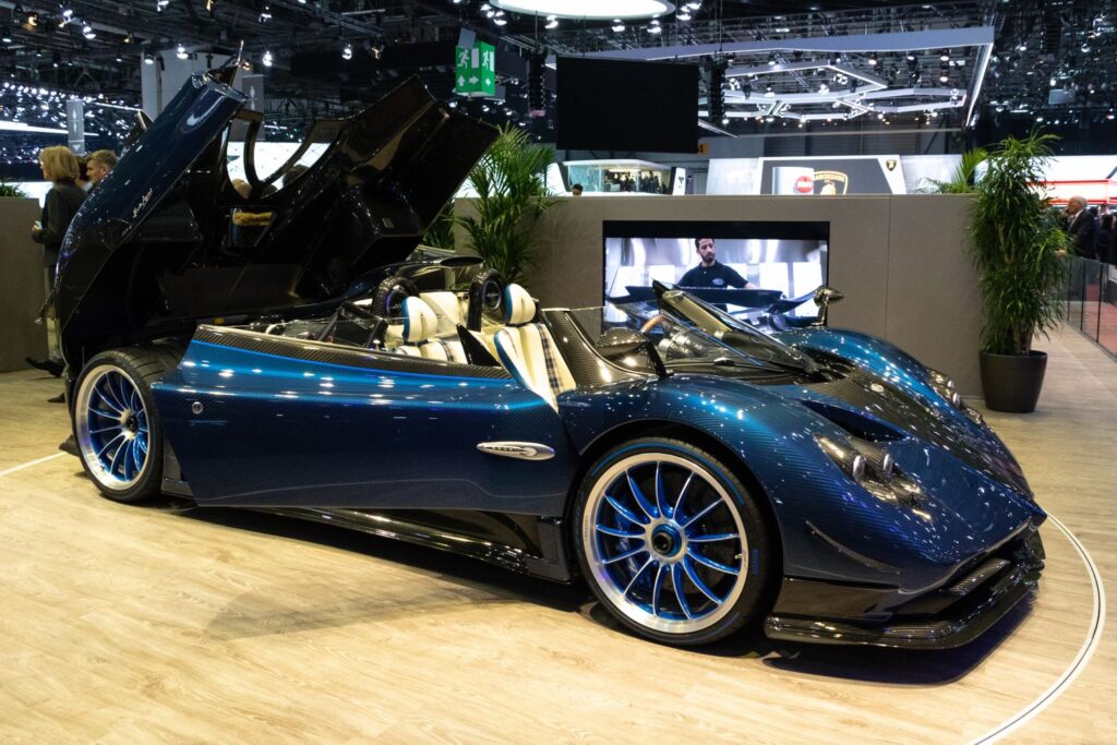 pagani zonda hp barchetta on display