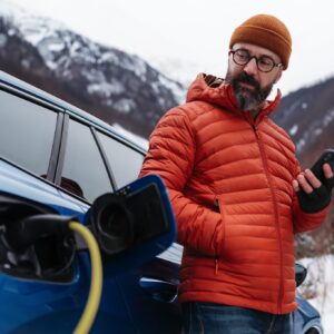 safely charge a car in snow