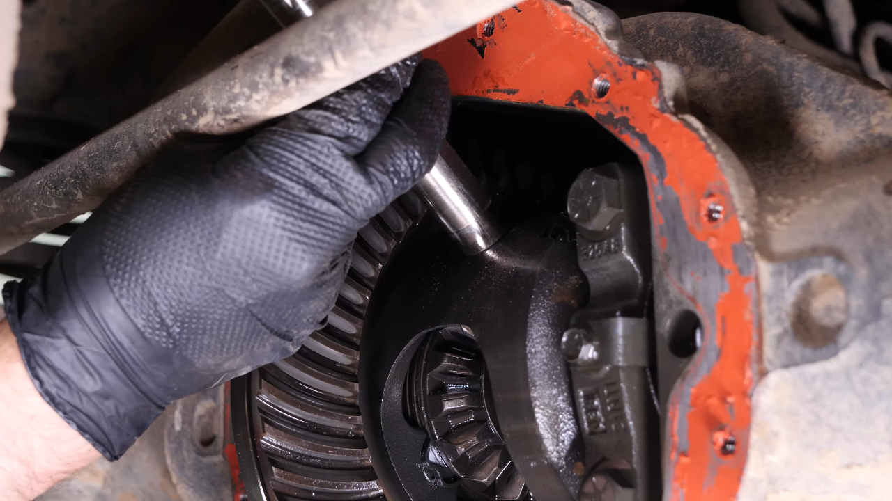Put the rear axle shaft back