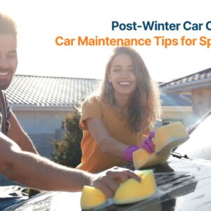 couple doing car spring cleaning