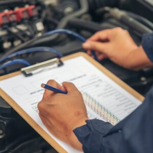 mechanic doing a vehicle report