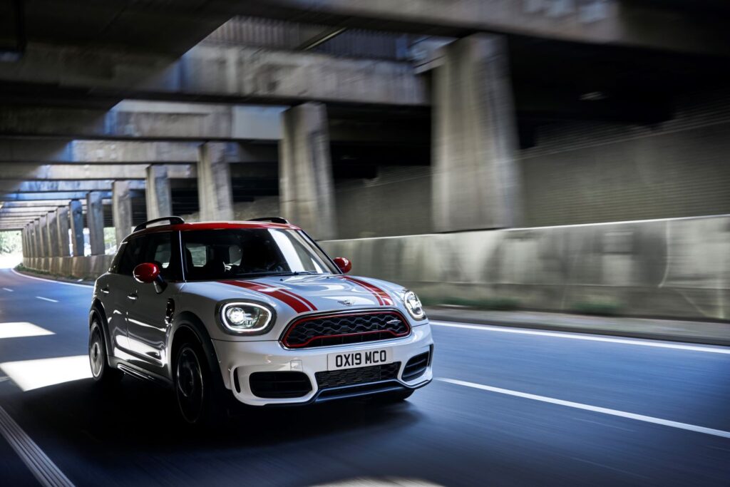 2020 mini countryman jcw all4 driving on a road