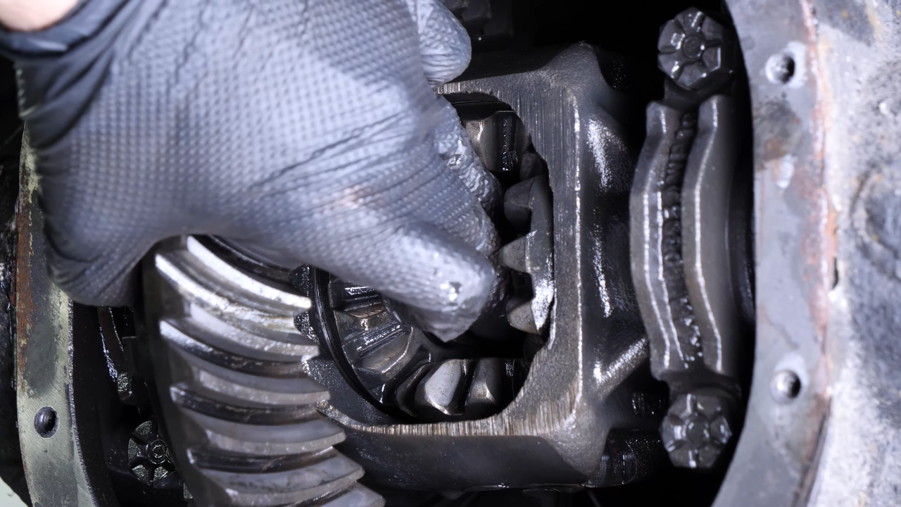 Put the rear axle shaft back
