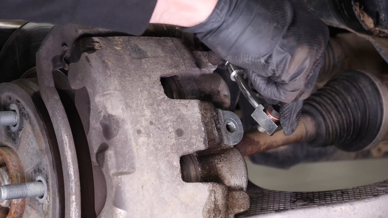 Screw the brake hose back on the caliper