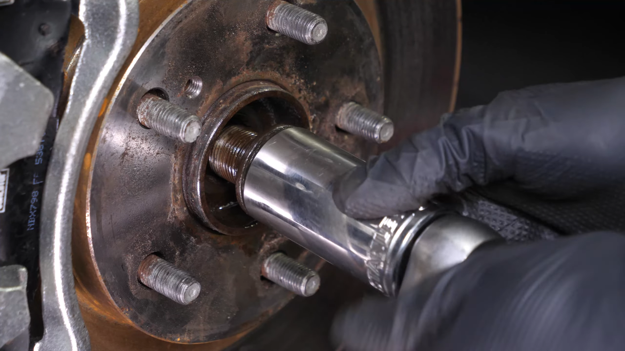 Remove the wheel hub nut