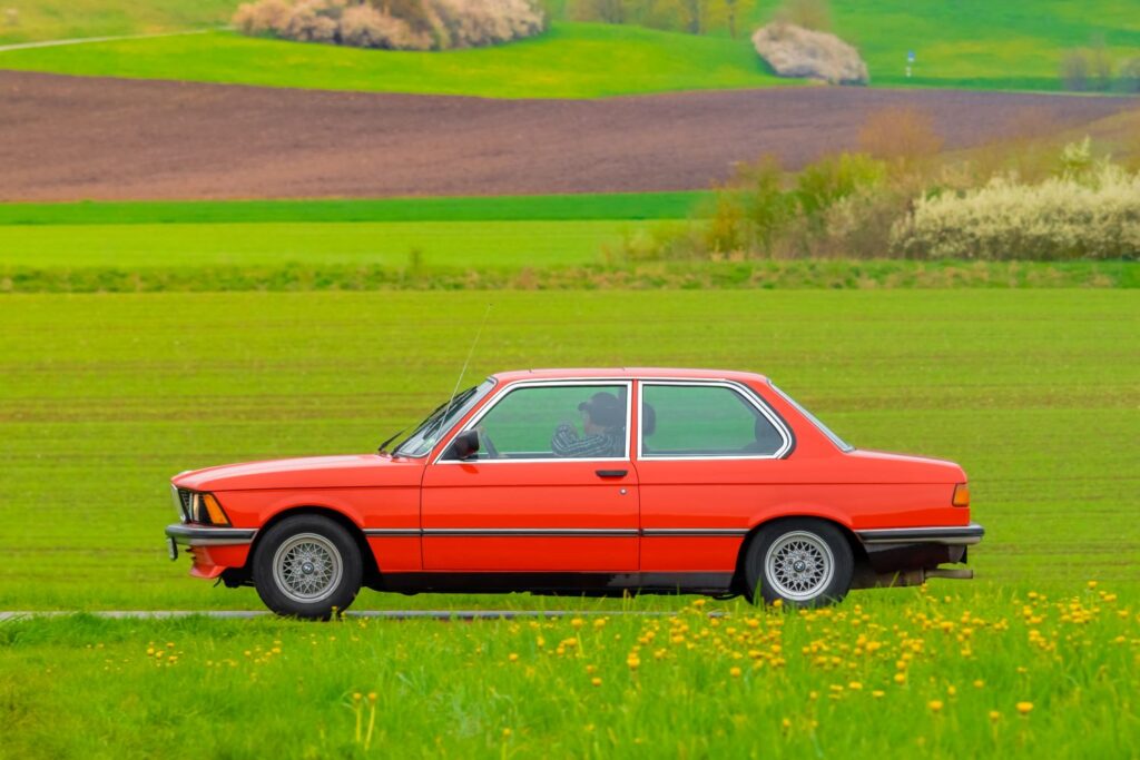 classic bmw 3 e21 in the fields