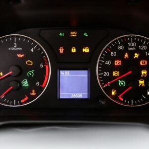 illuminated warnings lights of a car's dashboard