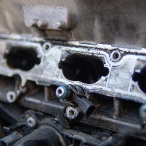 close up shot of a dirty intake manifold