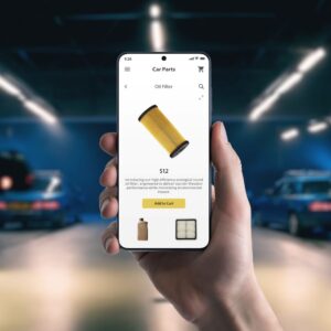 phone showing a website selling car parts