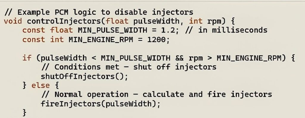 pcm control code to kill injectors coasting in gear