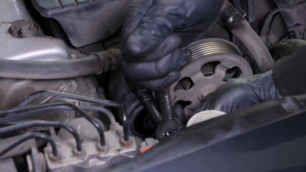 Put the power steering pump back in place